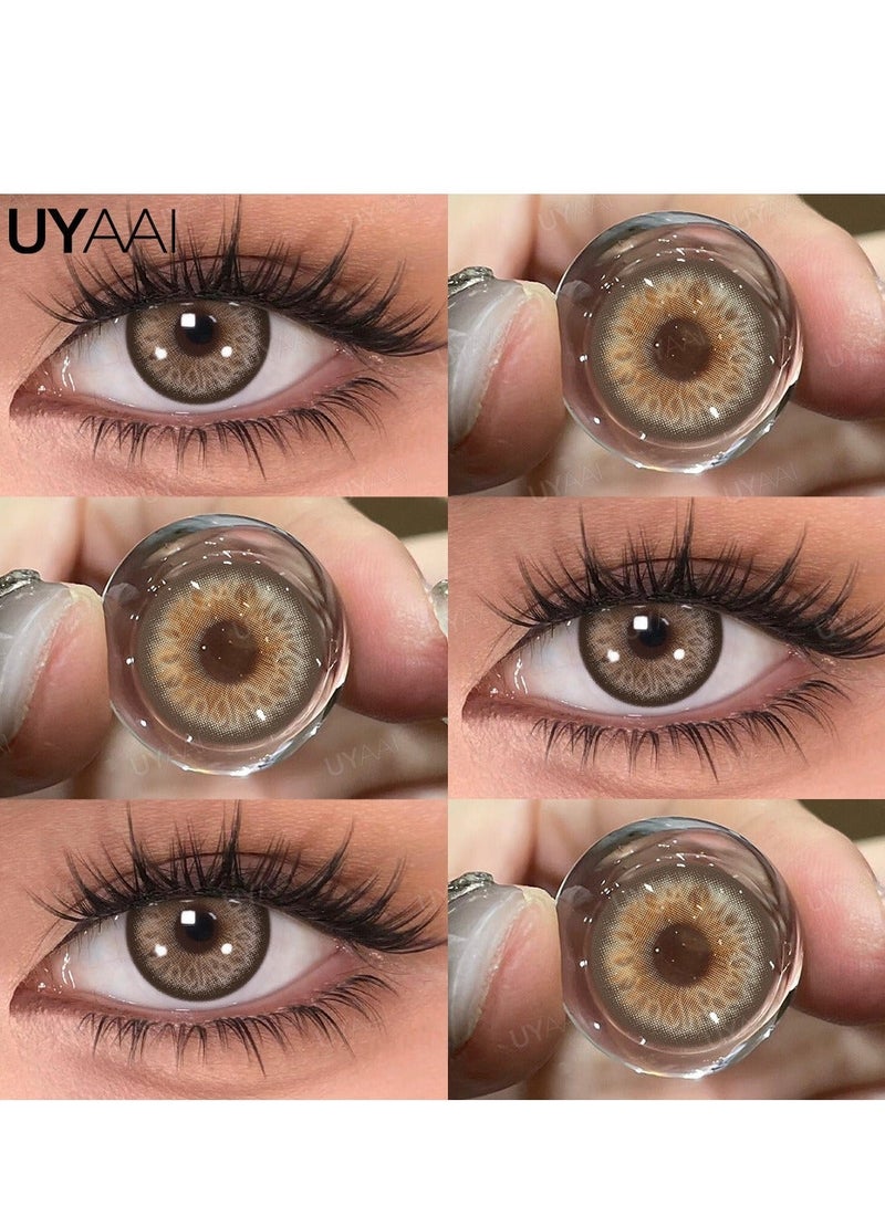 UYAAI Brown Yearly Colored Contact Lenses, Unisex Cosmetic Contact Lenses, Natural Fashion Lenses, 42% Soft Lenses - Image 5